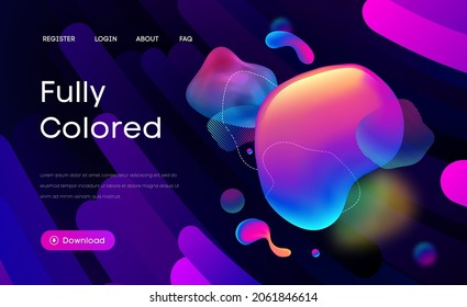 Purple liquid background in 3d style. Web design liquid color business website template. Flow and fluid background. EPS 10 Vector.