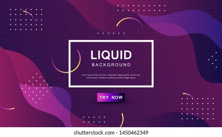 Purple liquid color background. Dynamic textured geometric element design with dots decoration. Modern gradient light vector illustration.