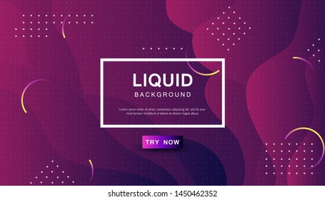 Purple liquid color background. Dynamic textured geometric element design with dots decoration. Modern gradient light vector illustration.