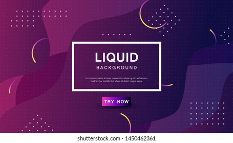 Purple liquid color background. Dynamic textured geometric element design with dots decoration. Modern gradient light vector illustration.