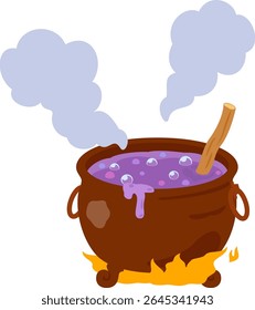 Purple liquid simmering in a large pot