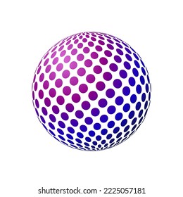 Purple Lit Digital Globe Design Vector with Bright Spotted Patterned Surface - Isolated on White Background