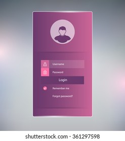Purple Log In Mock Up Vector Template