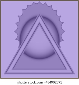 purple logo of a triangle and a sphere in the center