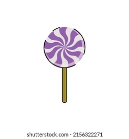 Purple lollipop candy vector cartoon 