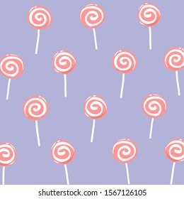 Purple lollipop pattern background.Vector illustration 