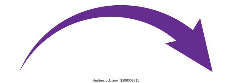 Purple long arrow icon. Purple long curved arrow.