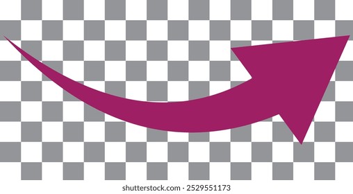 Purple long arrow icon. Purple long curved arrow.
