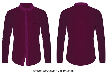 Purple long sleeve collared shirt. vector illustration