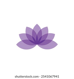 Ícone de logotipo de flor de lótus roxo desenhado à mão requintado. Perfeito para marcas femininas, de beleza, de Spa e de saúde. Criado meticulosamente com a ferramenta Adobe Illustrator Pen para uma identidade visual exclusiva e elegante.