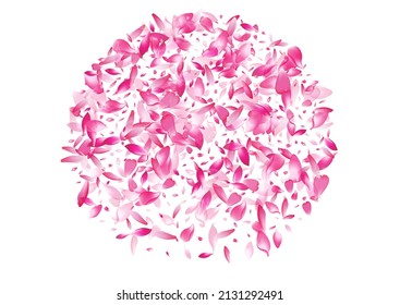 Purple Lotus Petal Vector White Background. Transparent Delicate Peach Petal Banner. Apple Petal Free Cover. Fly Cherry Petal Illustration.