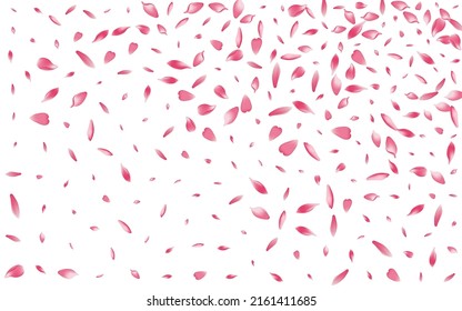 Purple Lotus Petal Vector White Background. Pink Springtime Cherry Petal Poster. Sakura Petal Japan Cover. Invitation Rose Petal Backdrop.