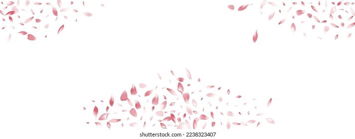 Purple Lotus Petal Vector White Background. Color 3d Sakura Petal Banner. Peach Petal Bright Backdrop. Romance Rose Petal Poster.