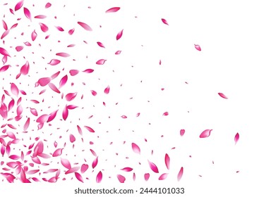 Purple Lotus Petal Vector White Background. Pastel Free Sakura Petal Design. Flower Petal Wedding Texture. Summer Apple Petal Card.