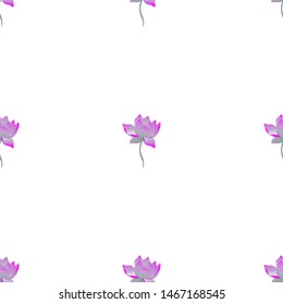 Purple Lotus. Vector illustration. Seamless background pattern. Floral botanical flower. Wild leaf wildflower isolated. Exotic tropical hawaiian jungle. Fabric wallpaper print texture.