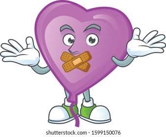 Purple love balloon cartoon character style with silent gesture