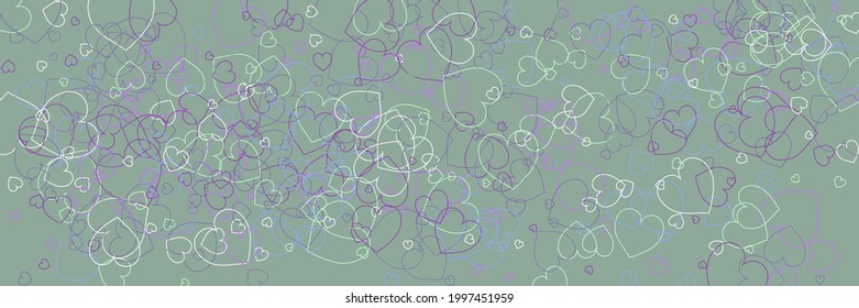 Purple Love Blue Multicolor Party Art Illustration. Pastel Bright Hearts Vivid Colorful Simple Romantic Pic. Confetti Pink Violet Neon Ornamental Fabrics. Olive Mint Green White Bordo Style.