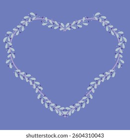 Purple Love Wreath Border Frame With Purple And Green Leaves