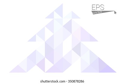 Purple low polygon style christmas tree vector illustration consisting of triangles . Abstract triangular polygonal origami or crystal design of New Years celebration. Isolated on white background.