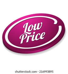 Purple low price button on white background