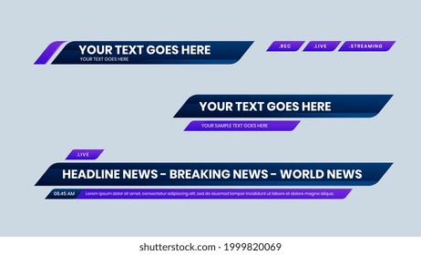 Purple Lower Third Vector With Navy Gradient Background Text Modern Shape