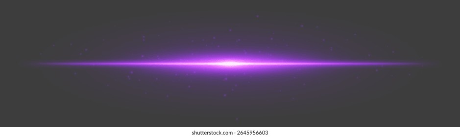 Exacerbação luminosa roxa Feixe central com partículas dispersas e brilho suave no fundo cinza escuro, usado para fantasia, energia digital, visuais de interface do usuário.