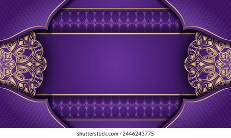 purple luxury background with gold mandala ornament