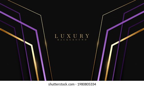 Purple luxury cover With golden lines sparkling. Modern elegant background design style. Creative concept vector illustration template.