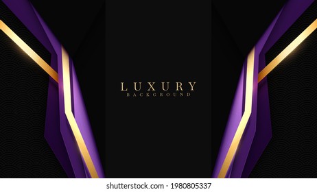 Purple luxury cover With golden lines sparkling. Modern elegant background design style. Creative concept vector illustration template.