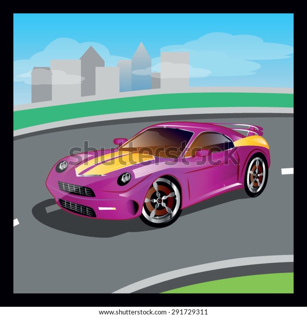 Purple luxury vector\
cartoon sports car