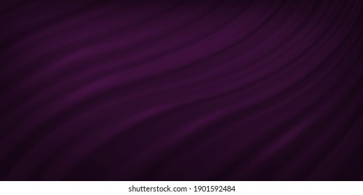 Cortinas de terciopelo de lujo morado o de seda. 3 d paño de drenaje en la ilustración de los dobleces vectoriales. Decoración clásica satinado realista sobre fondo blanco. Decoración textil elegante y suave en las olas.