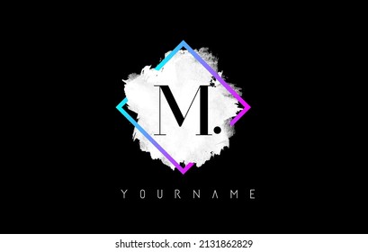 Lila M Letter Logo Design mit White Stroke und Gradient Square Frame.