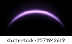 Purple magic arch with glowing particles, sunlight lens flare. Neon realistic energy flare arch.    
Abstract light effect on a black background. Vector illustration.