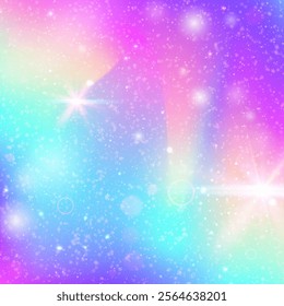 Purple Magic Background. Unicorn Gradient. Kawaii Invitation. Fairytale Pastel Effect. Blue Girlish Pattern. Pink Cosmic Hologram. Girl Texture. Neon Kawaii Invitation.