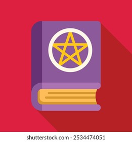 Purple magic book with a yellow pentagram on the cover, suggesting occult knowledge and practices