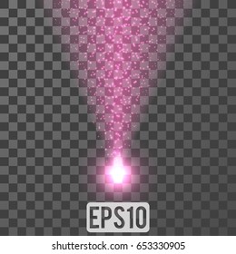 Purple magic light trail of glittering comet tail.