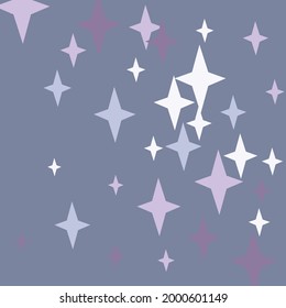 Purple Magic Sky Mystery Print White Comic. Blue Holiday Santa Indigo Color Illustration. Winter Violett Pastellfarben Dunkles Muster. Vierspitzige Sterne Weihnachtsnachtsabend-Wallpaper.