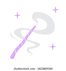La varita mágica púrpura. Elemento mágico. Ilustración vectorial aislada en un fondo blanco.