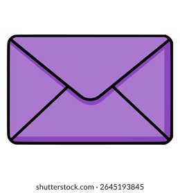 purple mail letter message flat color vector illustration template design