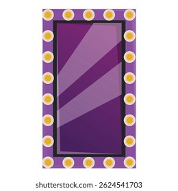 Paarse make-up spiegel frame met gloeilampen glanzend, voor een schoonheidssalon of een mode-industrie