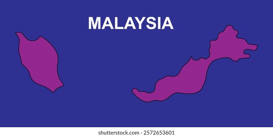 purple malaysia map vector illustration