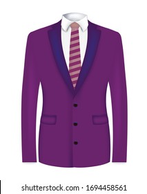 Purple man suit with striped tie. vector