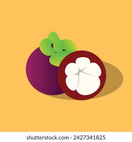 Purple Mangosteen Fruit Isolated Vector