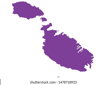 Purple Map of European Country of Malta
