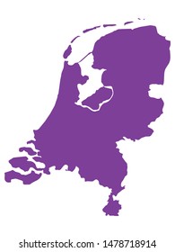 Purple Map of European Country of Netherlands
