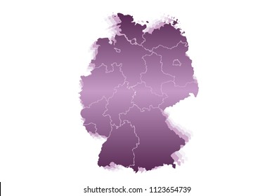 Purple map of Germany.