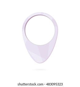 Purple map point symbol, place marker with shadow. Vector Illustration.