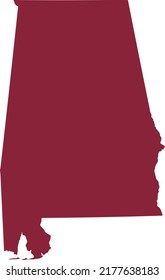 Purple Map of US federal state of Alabama