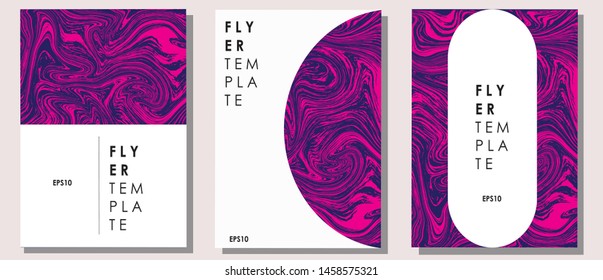 Purple marble texture covers flyer design Good for cover, invitation, banner, placard, brochure, poster, card, flyer and other.