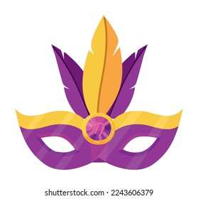 purple mardi gras mask over white